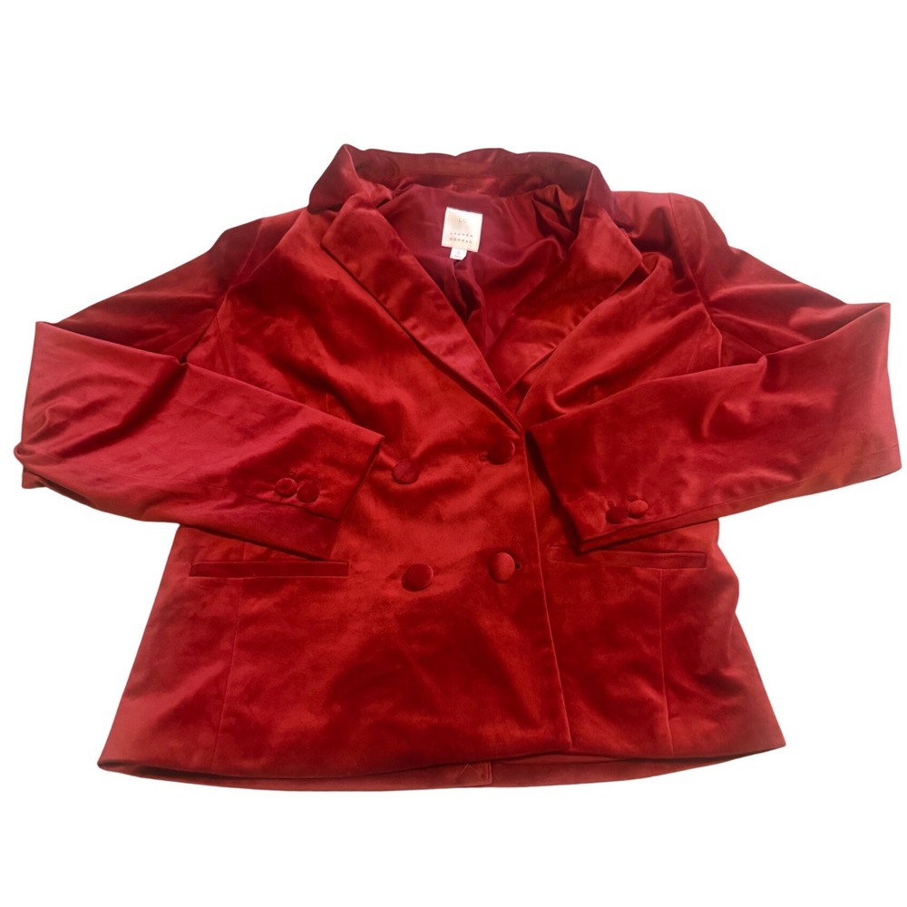 LC Lauren Conrad Blazer Women Small Red NWOT Velvet Double Breasted Pockets